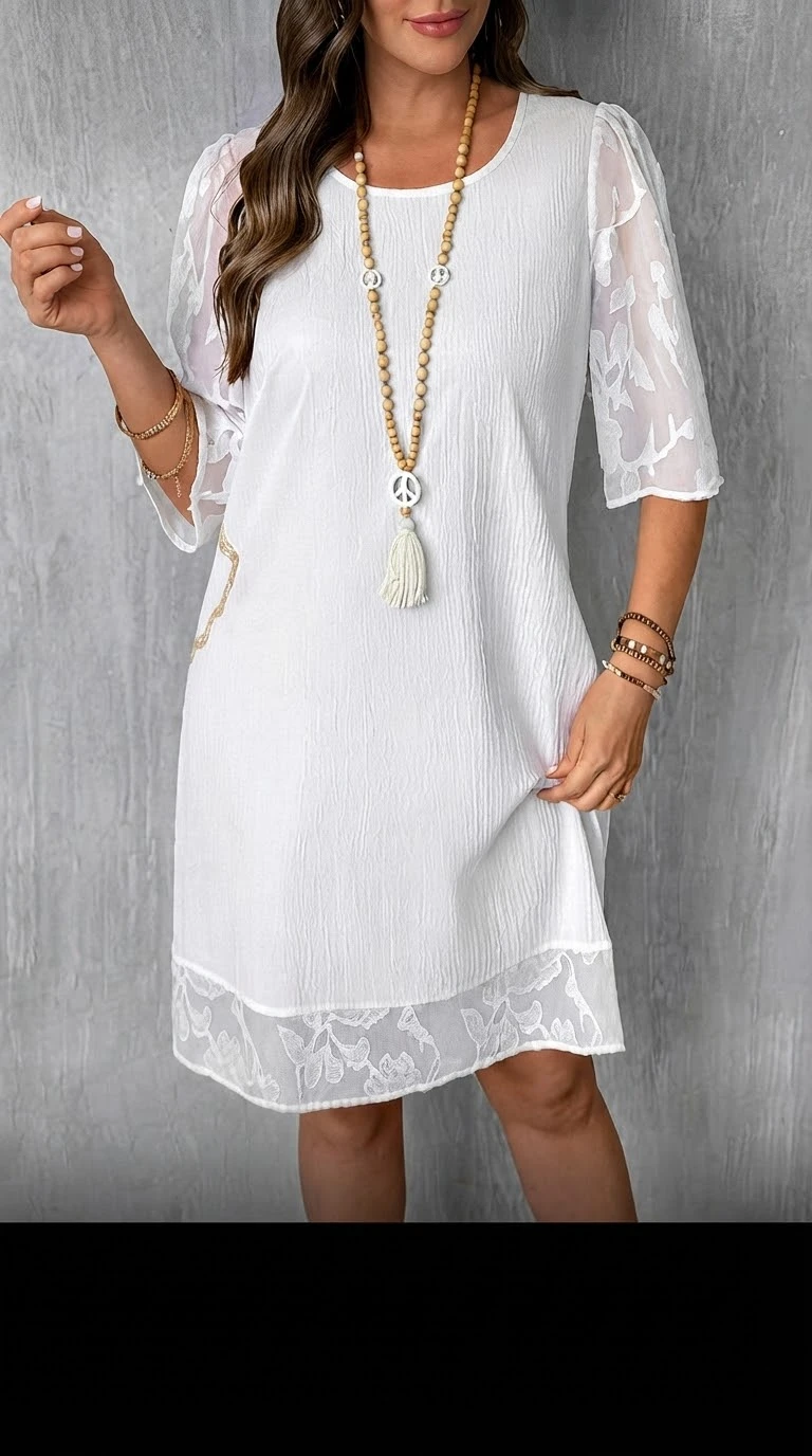Vestido blanco corto manga tres cuartos. Talla 3XL reducido a la talla 2XL's foto | Bellari |  BizneCubano