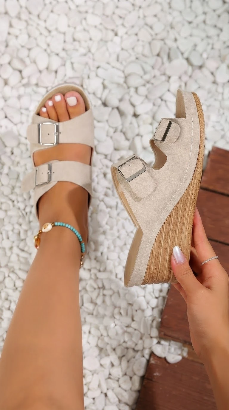Sandalia beige con plataforma de cuña. #40 reducido al #39's foto | Bellari |  BizneCubano